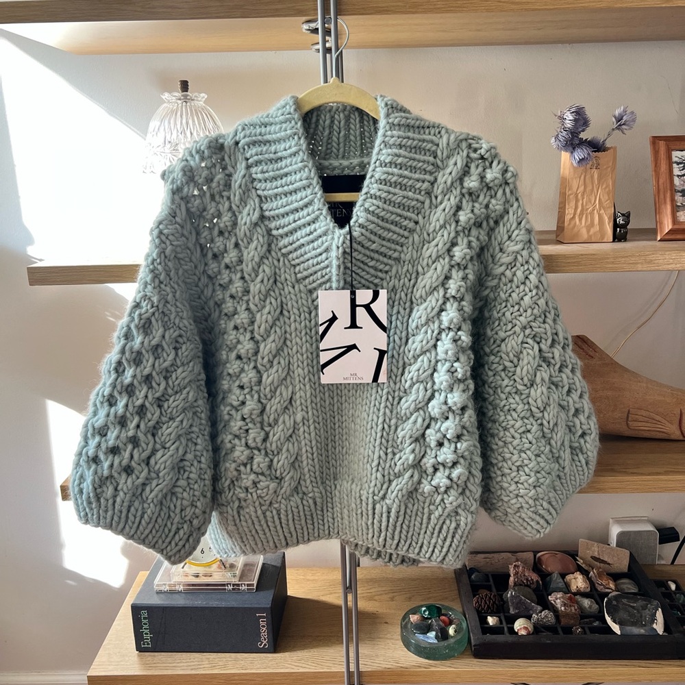 I Love Mr Mittens Honey Sweater - Seafoam XS/S NWT - Picture 9 of 14
